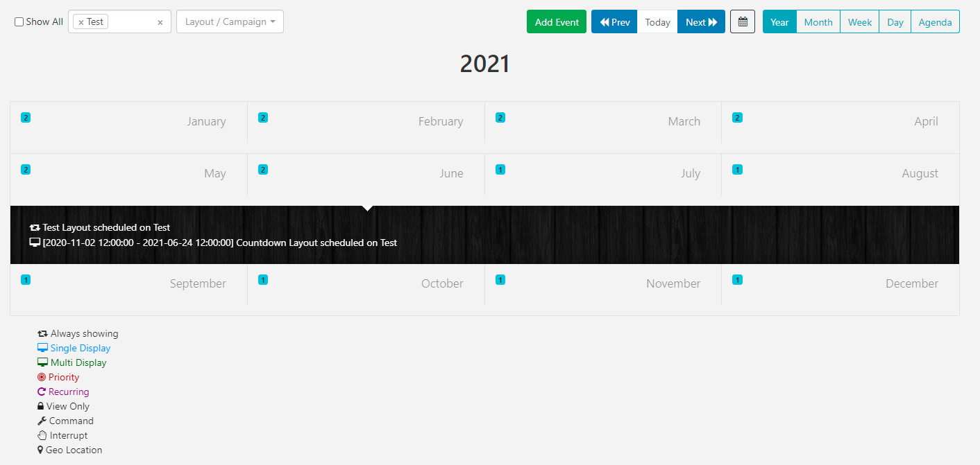 Schedule Year View